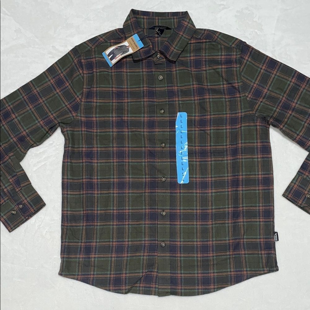 Eddie Bauer Men's Green Plaid Button-Up Shirt